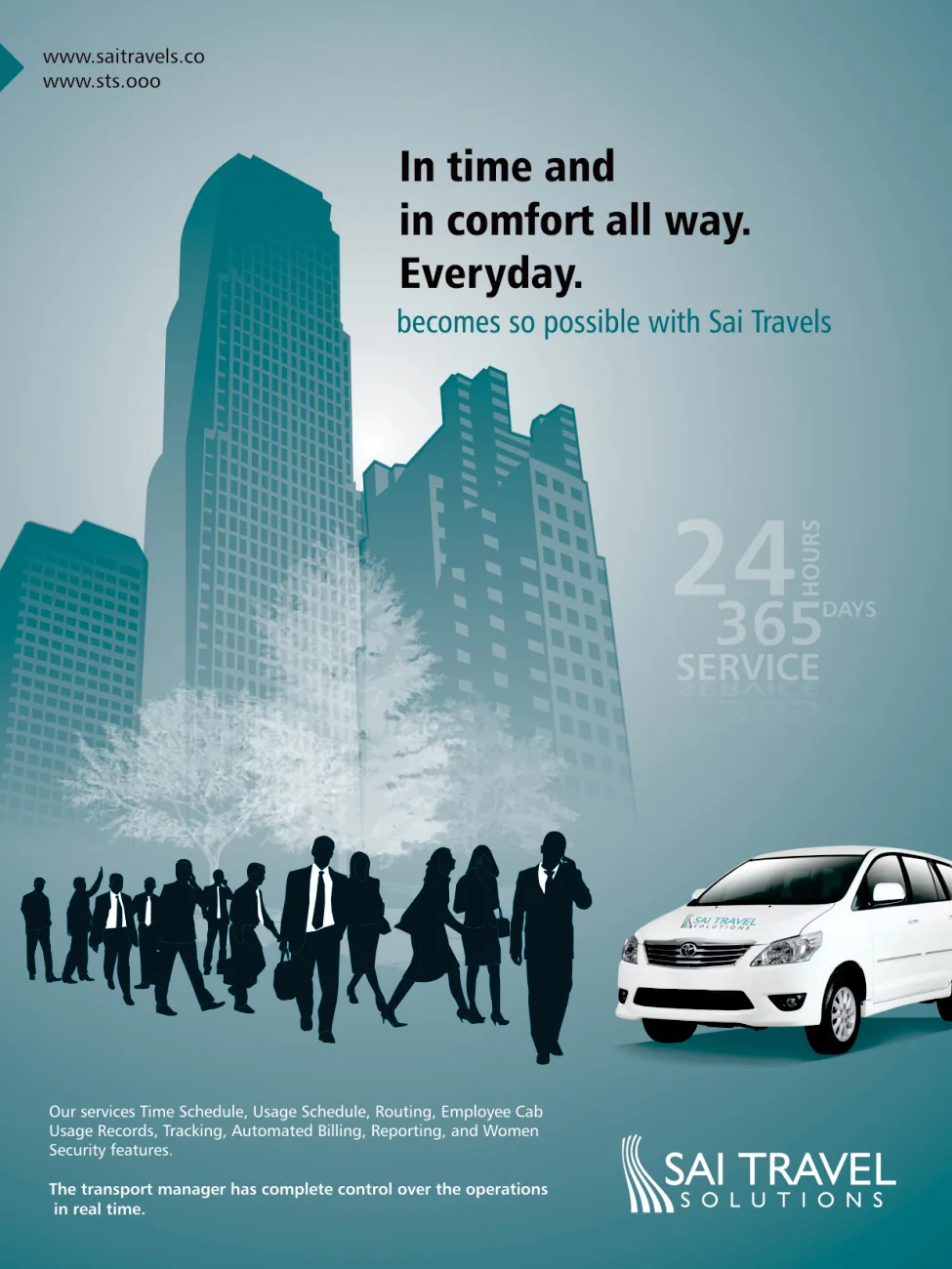 Sai Travel Solutions corporate transport advertising campaign