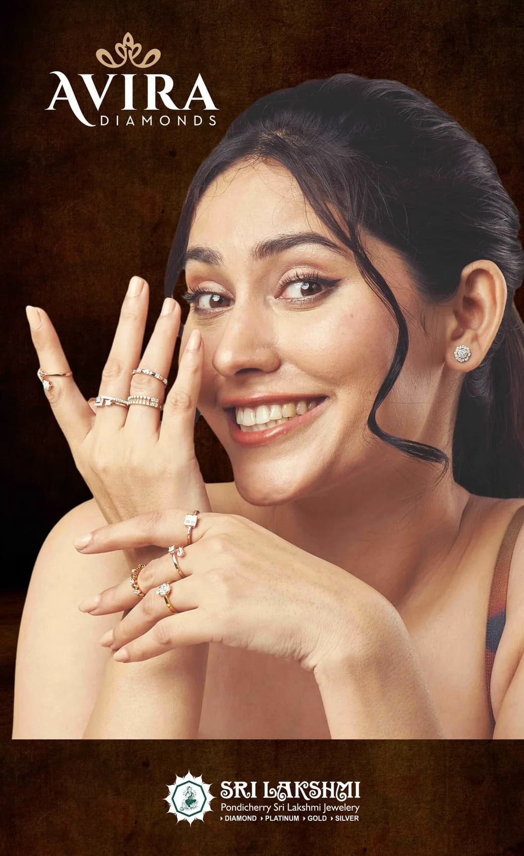 AVIRA Diamonds brand campaign model portrait with diamond rings