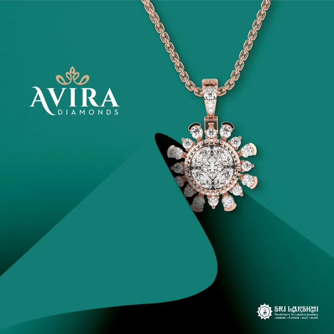 AVIRA Diamonds rose gold pendant necklace campaign creative
