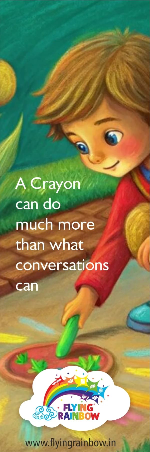 "A Crayon Can Do More Than Conversations" illustrated brand campaign