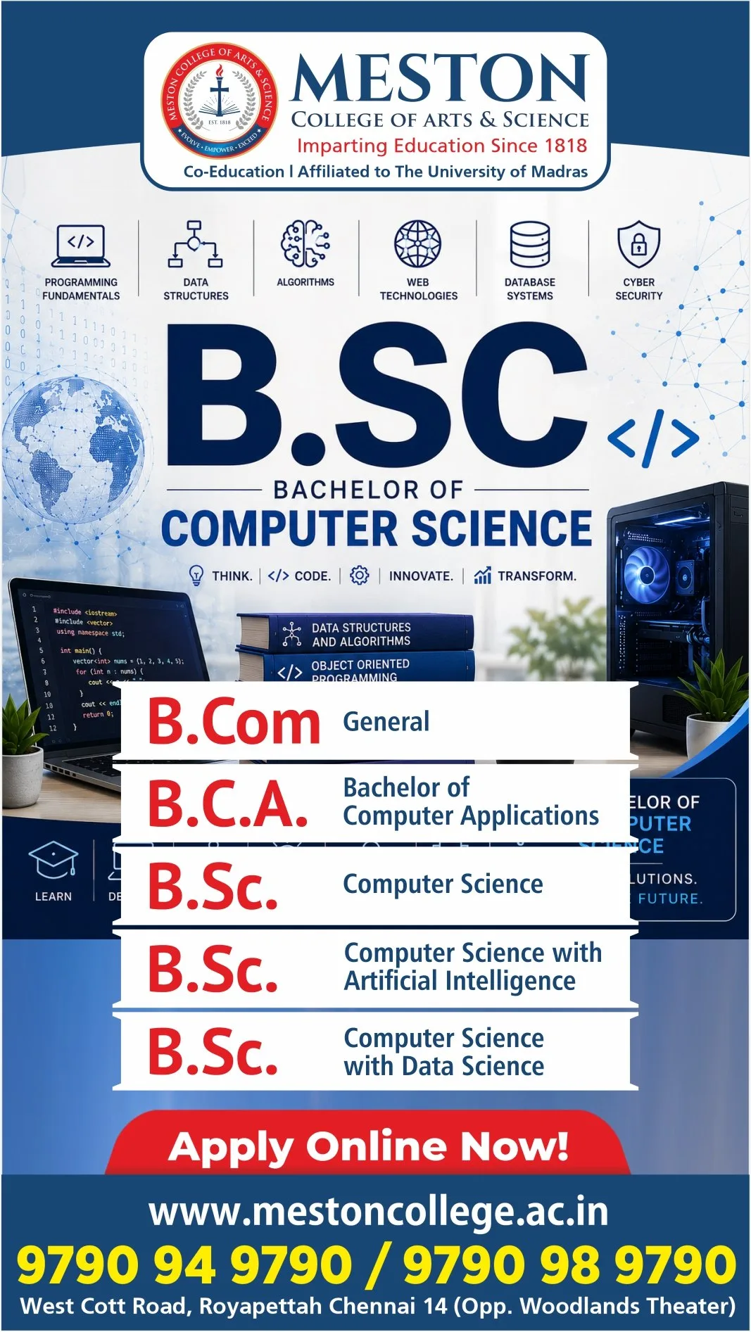 Meston College B.Sc Computer Science admissions creative