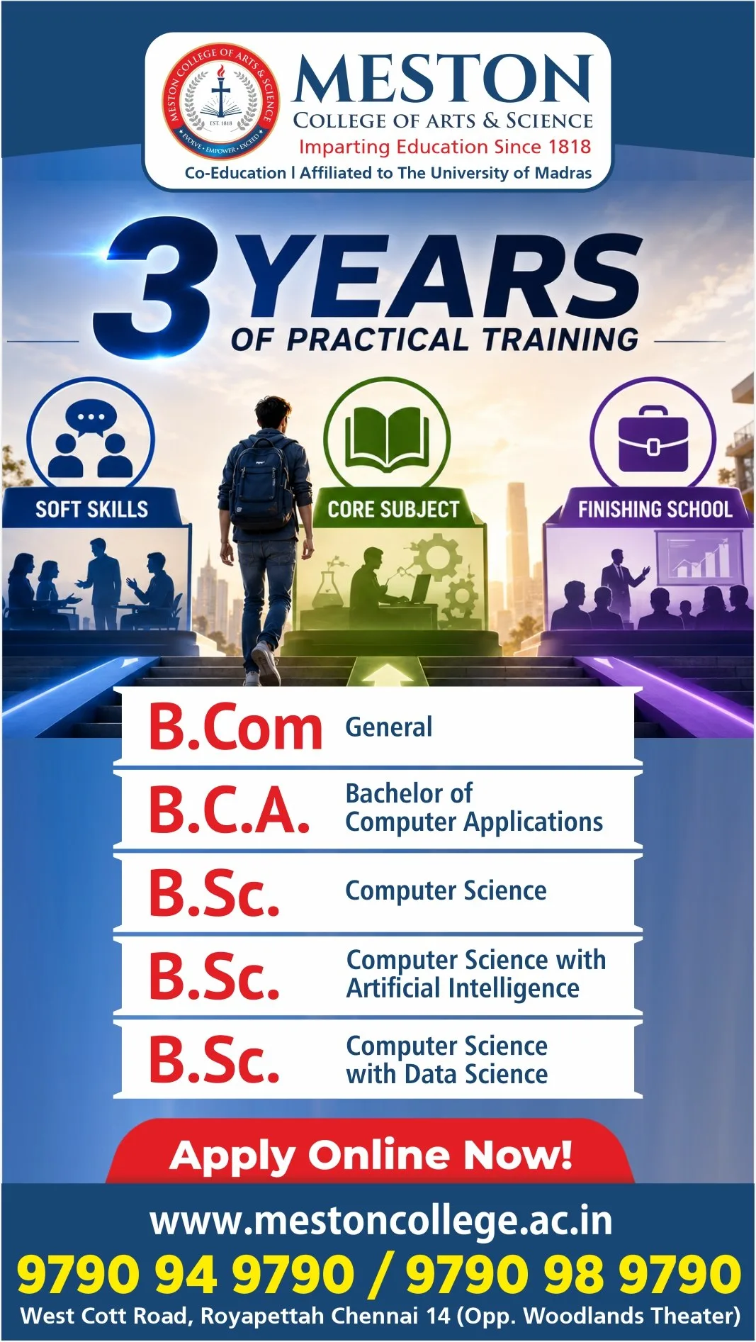 Meston College 3 Years of Practical Training admissions creative
