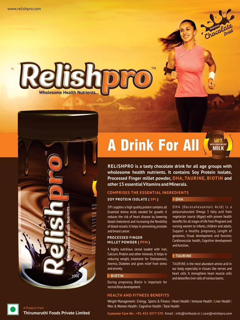 RelishPro product advertisement with ingredient benefits