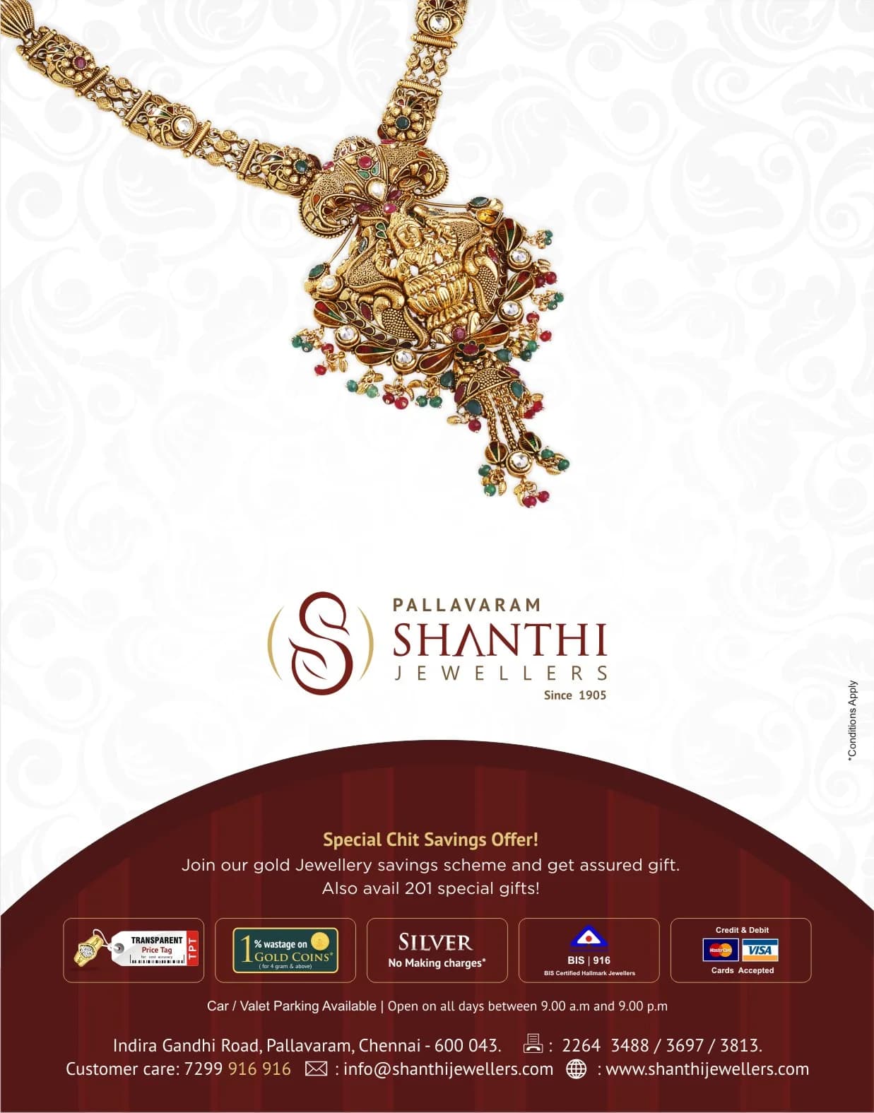 Shanthi Jewellers temple-design gold pendant necklace product photography