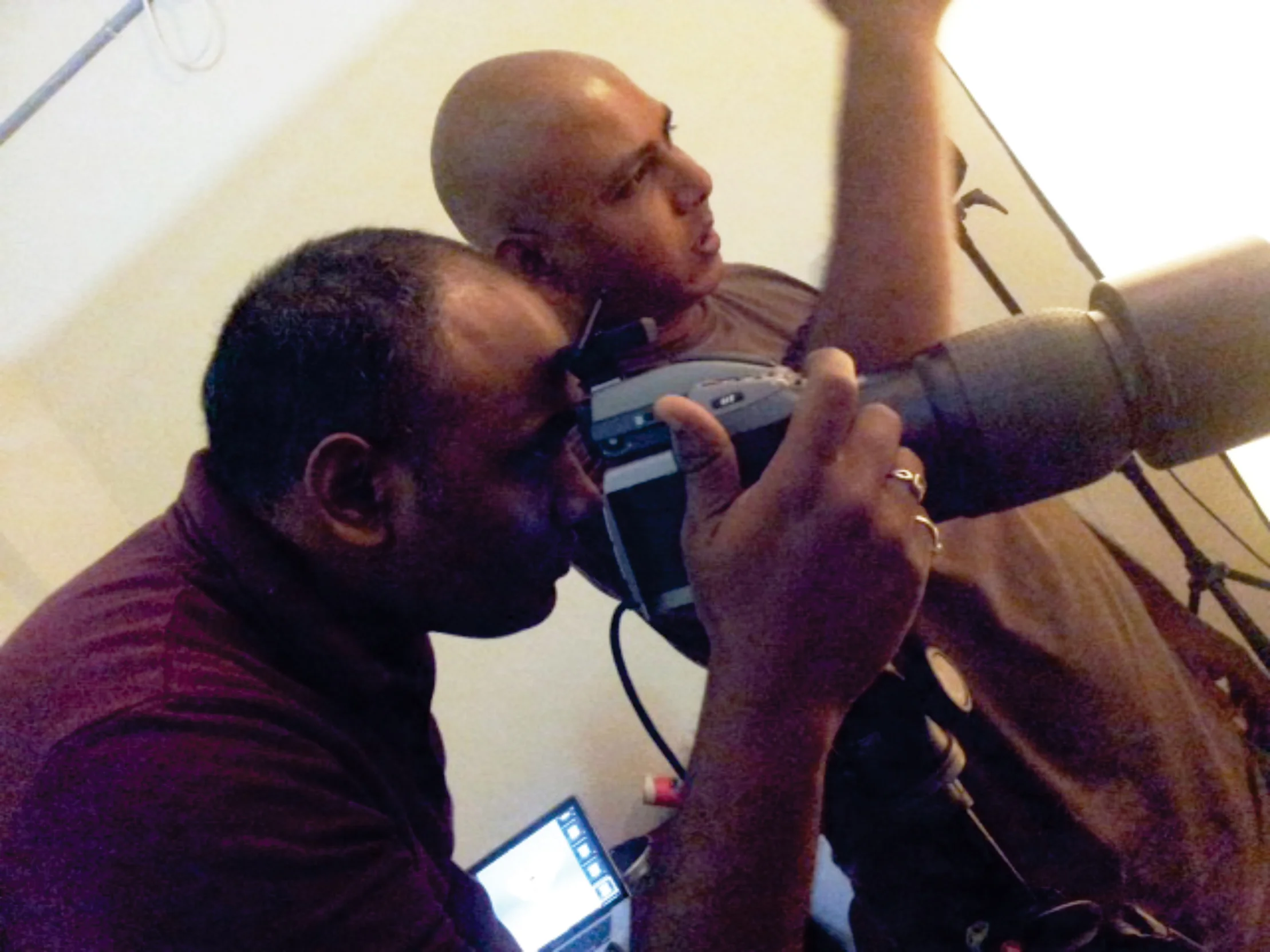 Suresh Ramakrishnan with a celebrity brand ambassador at a commercial photoshoot