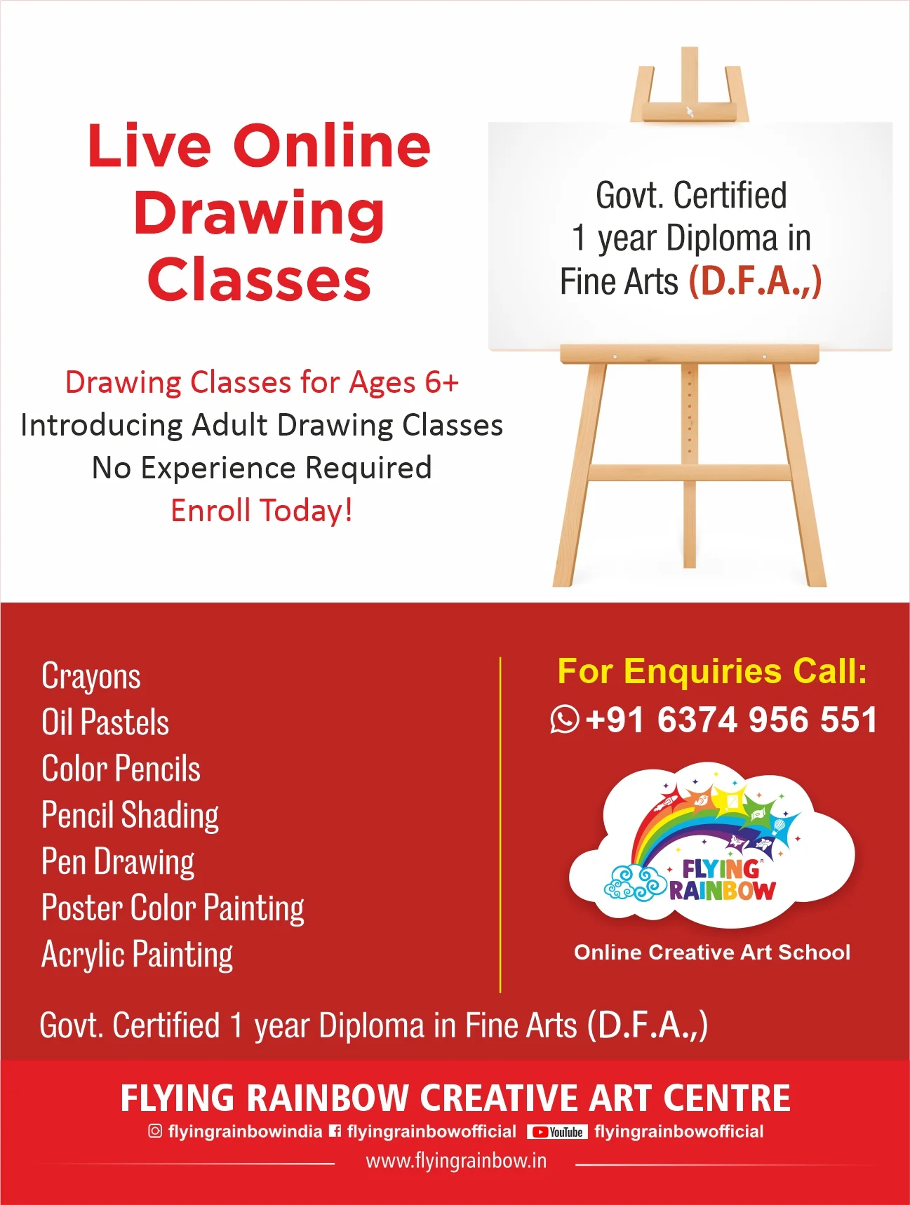 Live Online Drawing Classes promotional poster