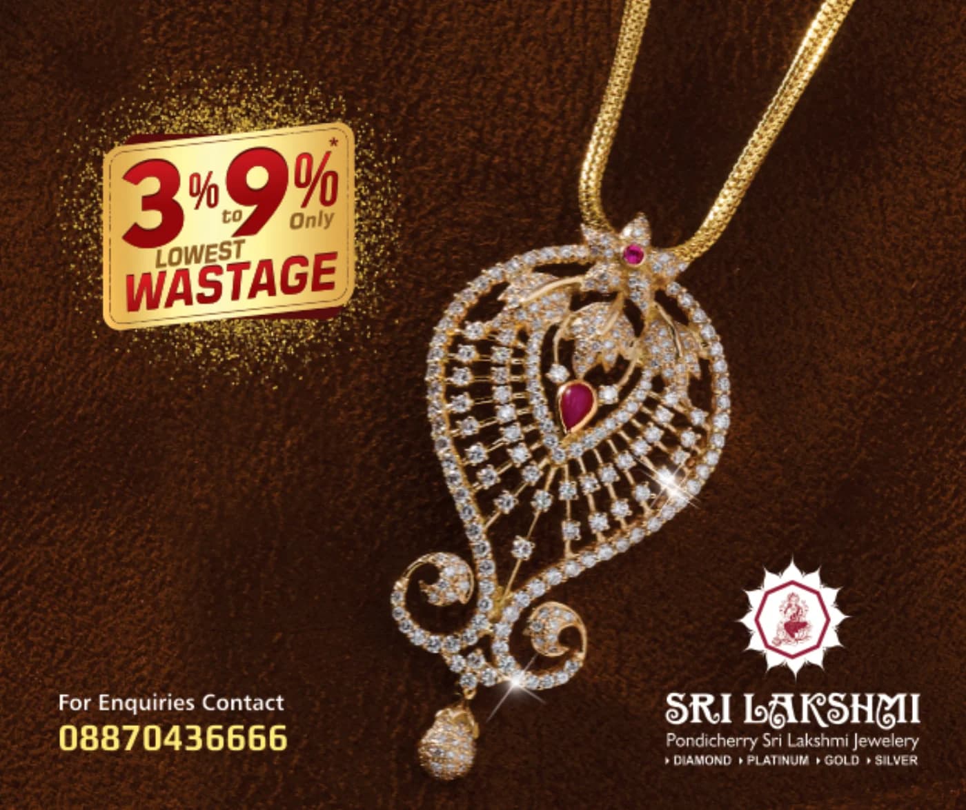 Sri Lakshmi Jewellery diamond pendant product photography