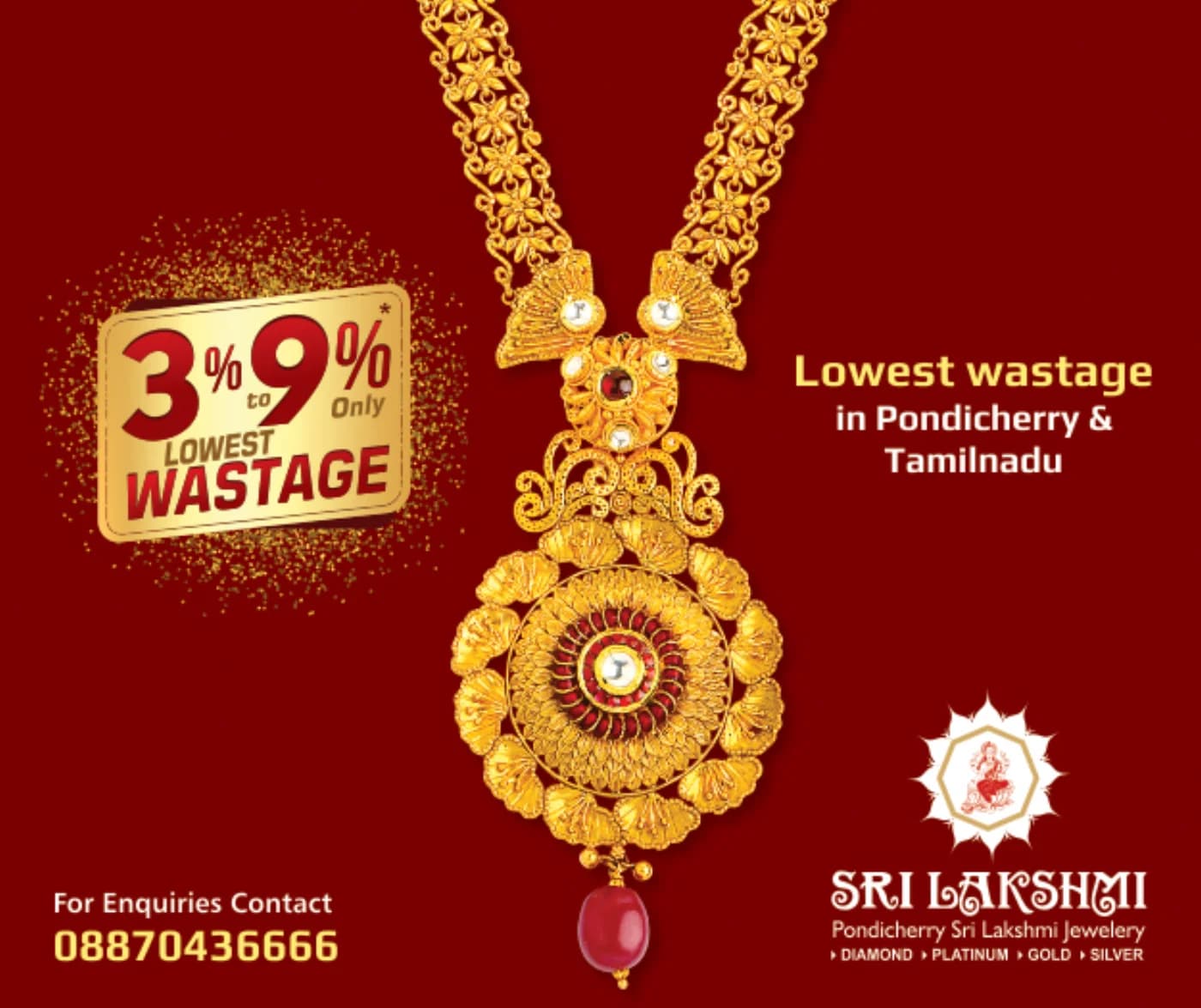 Sri Lakshmi Jewellery ruby gold pendant product photography